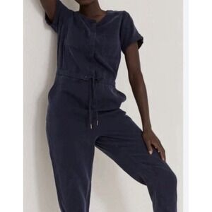 Fat Face London Jumpsuit Size 6 UK‎ 10 Blue Short Sleeve Utility Minimalist